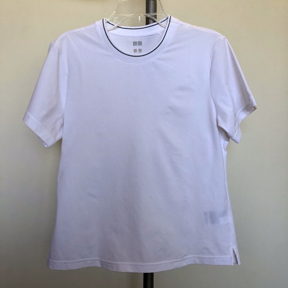Plain white shirt w/black stitching on collar